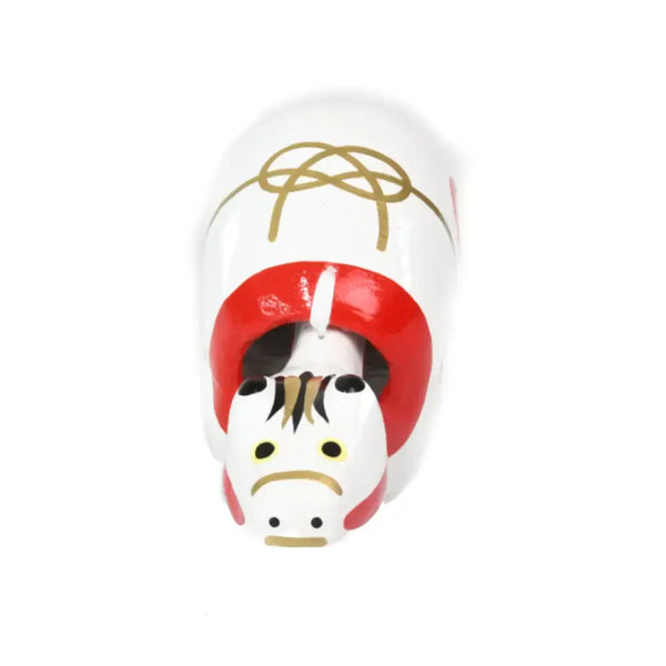 Akabeko White Lucky Cow Figurine Handcrafted Japanese Home Decor