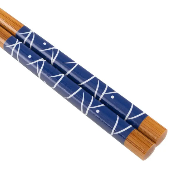 Aoba Bamboo Chopsticks Sea Patterns Blue & White 22.5cm (5 Pairs)