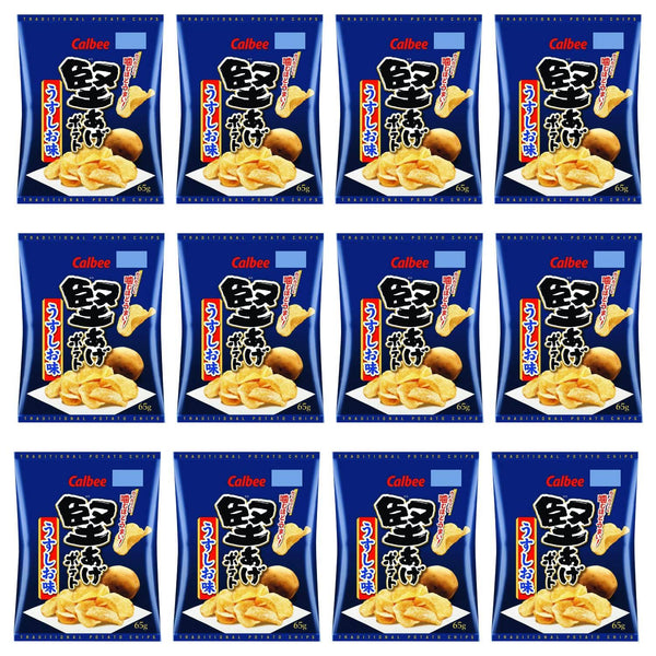 Calbee Kataage Lightly Salted Crispy Potato Chips 65g (Box of 12 Bags)