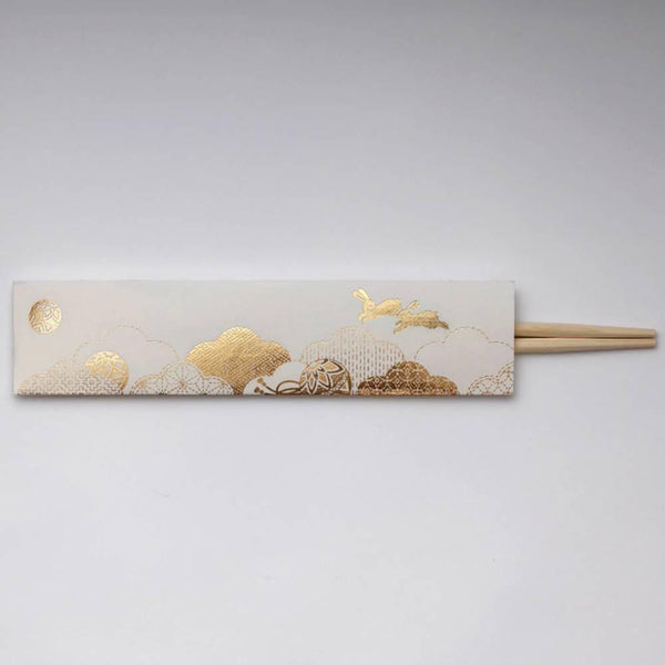 Chopsticks With Gold Foil Washi Paper Cover Rabbit Design 3 ct.