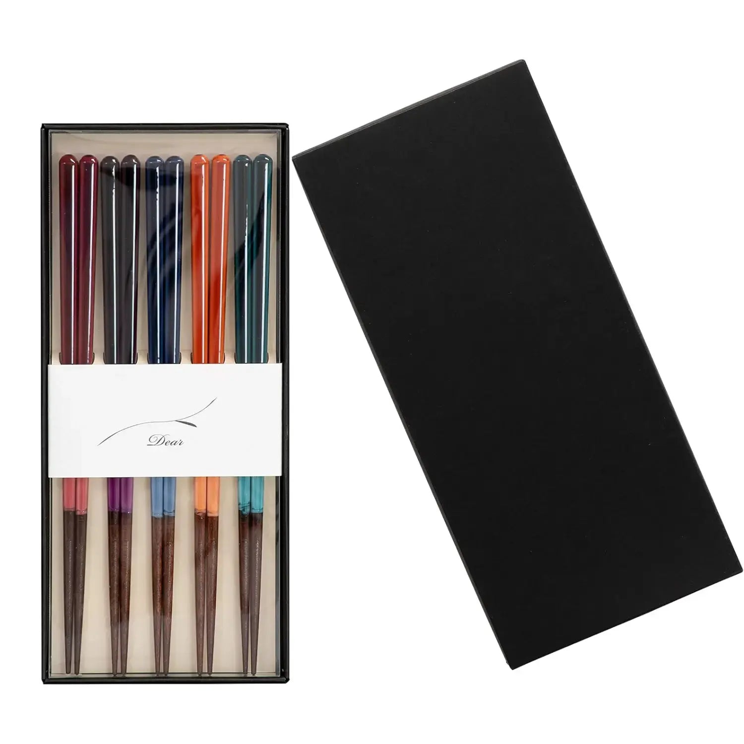 Colorful Wooden Chopsticks Dishwasher Safe 23cm (5 Pairs in Gift Box)