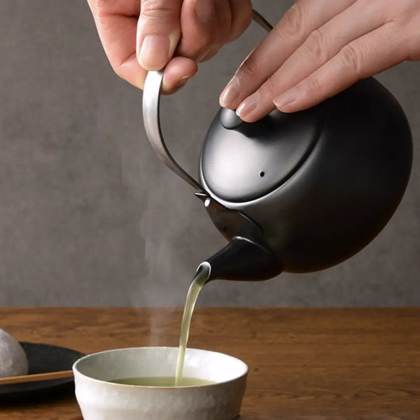 Enzo Black Stainless Steel Kyusu Japanese Teapot Swing Handle 500ml