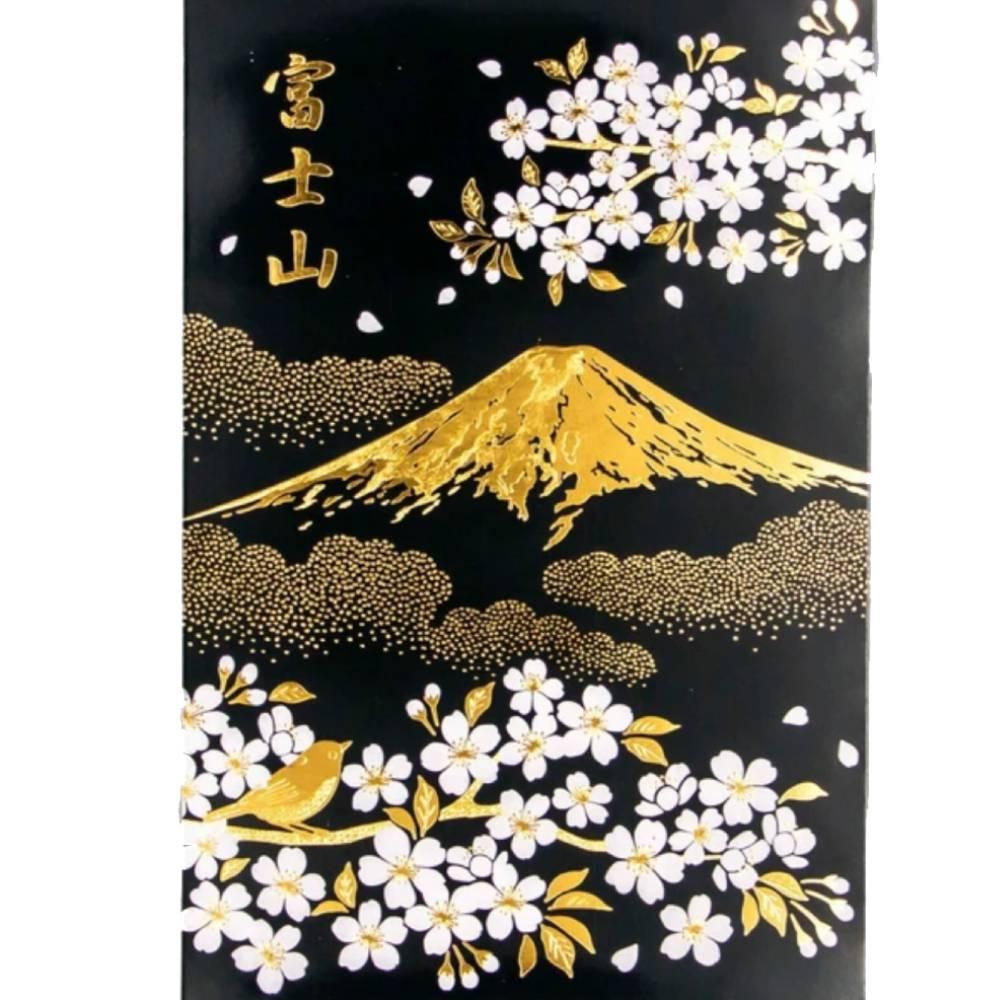 Gold Foil Stamped Postcard Mount Fuji In Spring Cherry Blossoms