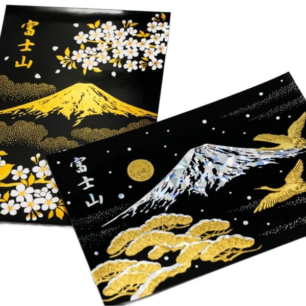 Gold Foil Stamped Postcard Mount Fuji In Spring Cherry Blossoms