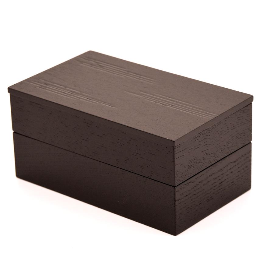 Isuke Handmade Black Ash Wood Bento Lunch Box Two-Tiered Large Size