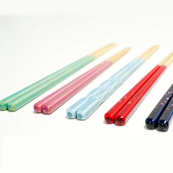 Handcrafted Wooden Chopsticks Non-Slip Dishwasher Safe Greenish Blue 23cm