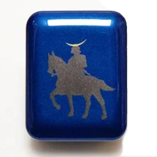 Indigo Blue Lacquered Small Case Samurai On Horseback Design