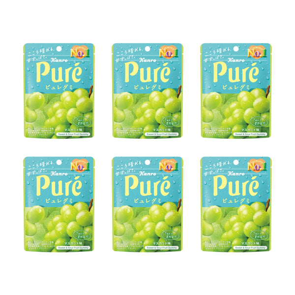 Kanro Pure Gummy Juicy Sour Gummy Candies Muscat Grape Flavor (Pack of 6)