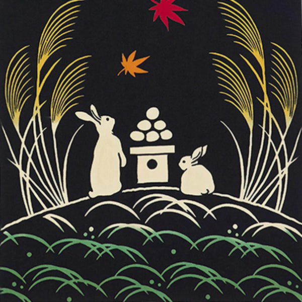 Kenema Moon Rabbit Tenugui Traditional Hand Dyed Cloth Towel 35 x 90cm