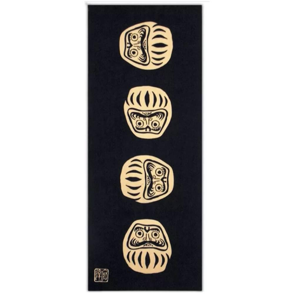 Kenema Tenugui Black Daruma Traditional Hand Dyed Cloth 35 x 90cm