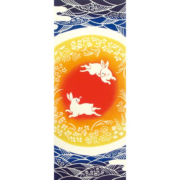Kenema Tenugui Moonlit Guardian Japanese Traditional Hand Dyed Cloth