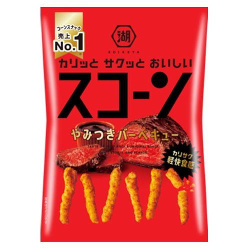 Koikeya Scorn BBQ Barbecue Corn Puffs Snack 73g (Pack of 3 Bags)