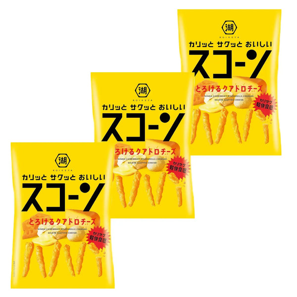 Koikeya Scorn Melting Cheese Corn Chips 73g (Pack of 3 Bags)