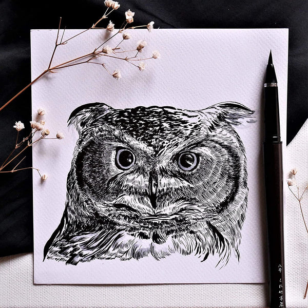 Kuretake Water Based Ink Brush Pen Black No. 8 (+2 Pen Refills)