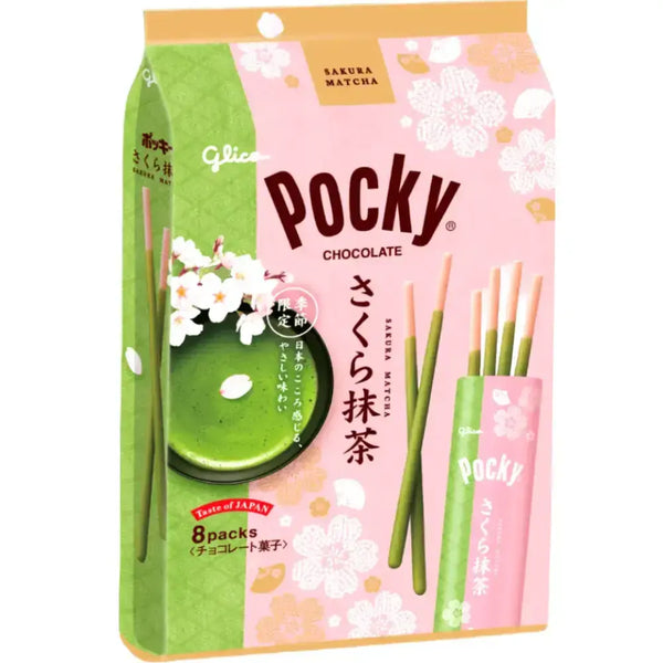 Pocky Sakura Matcha Chocolate Thin Biscuit Sticks 8 ct. (Pack of 3)