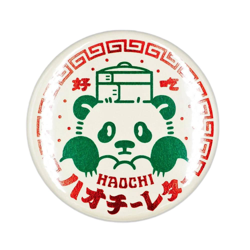 Rokkaku Retro Foil Stamped Pin Badge Haochi Panda Design