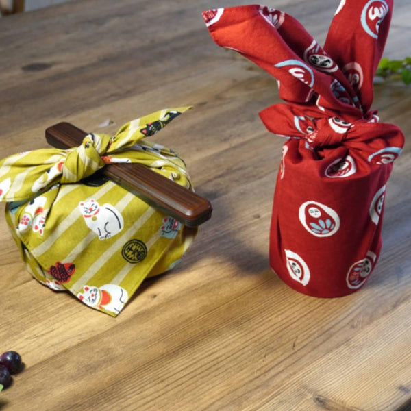 Seiran Furoshiki Lucky Cat Pattern Cotton Wrapping Cloth