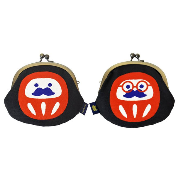 Shirakawa Cute Black Cotton Small Purse Daruma Design