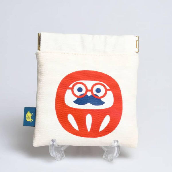 Shirakawa Cute White Cotton Small Pouch Daruma Design