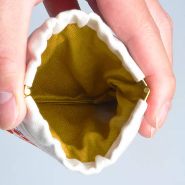 Shirakawa Cute White Cotton Small Pouch Daruma Design