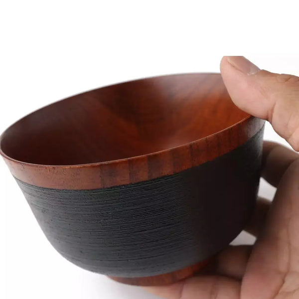 Stylish Wooden Large Multipurpose Bowl Black Brushed Finish Φ12.8