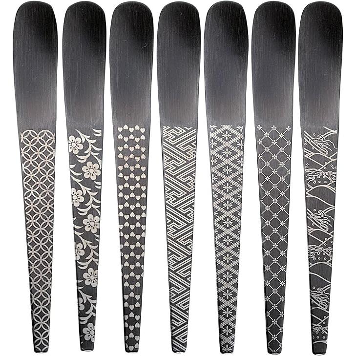 Todai Japanese Black Steel Drink Stirrer Coffee Muddler 7 Piece Set