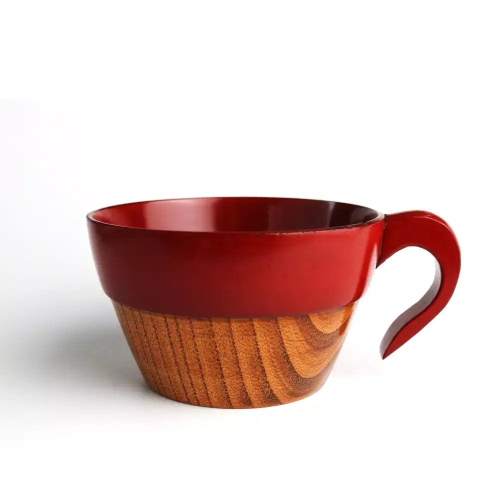 Wakacho Wooden Soup Cup Stacking Cup Red Lacquer Finish