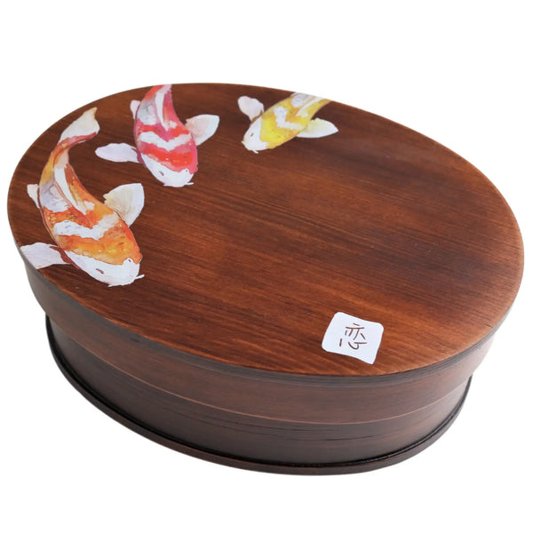 Wakacho Wooden Lacquer Bento Box Carp Design Japanese Lunch Box 700ml