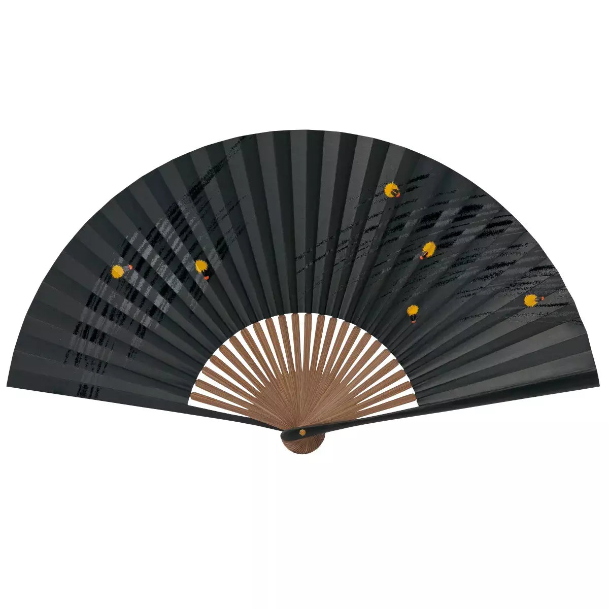 Yamani Firefly Design Black Sensu Handheld Folding Fan 22.5cm