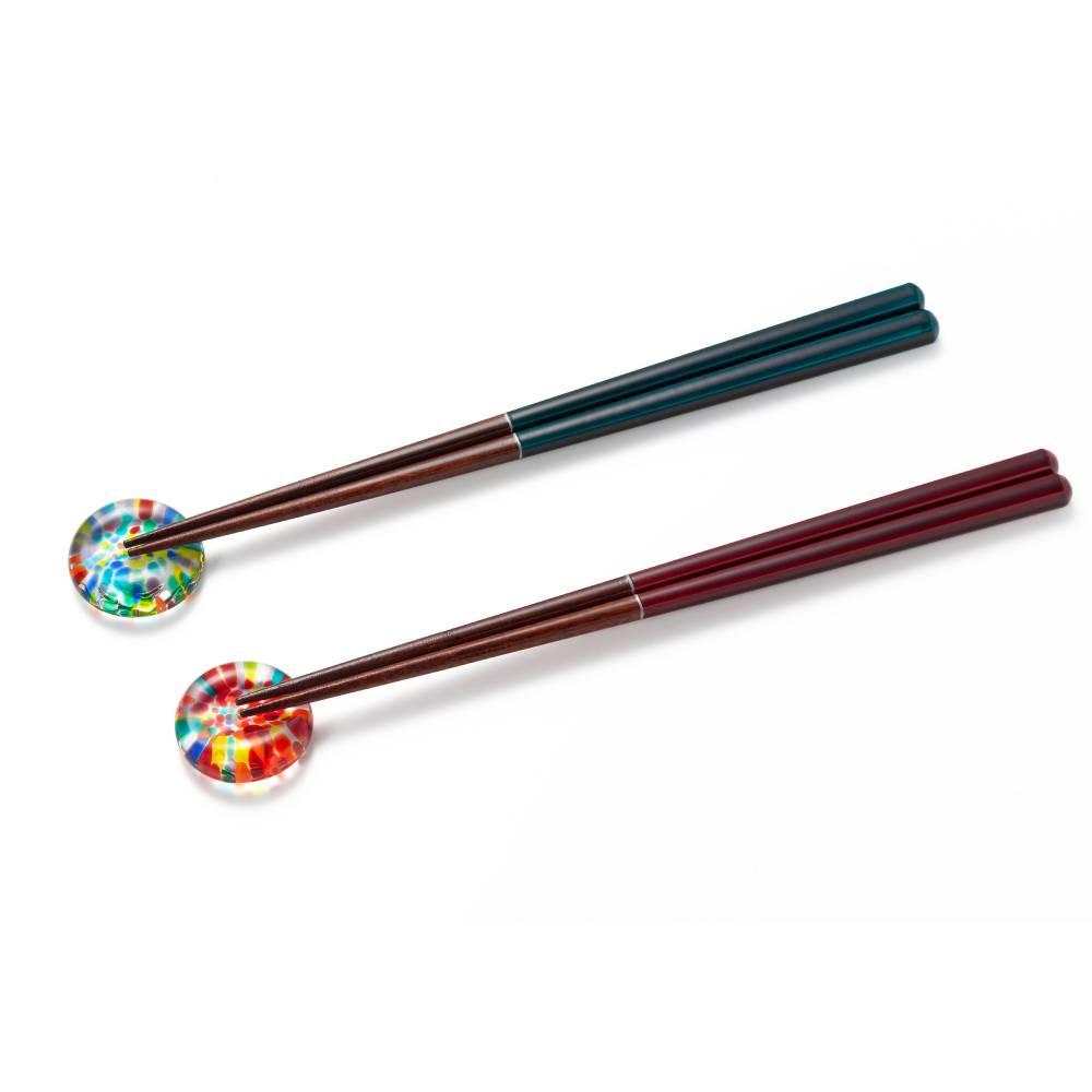 Aderia Glass Chopsticks Rest & Wooden Chopsticks Boxed Set