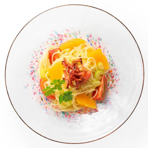 Aderia Large Glass Serving Plate Red Fireworks Design 230mm