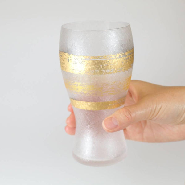 Aderia Premium Gold Pattern Frosted Beer Glass 380ml