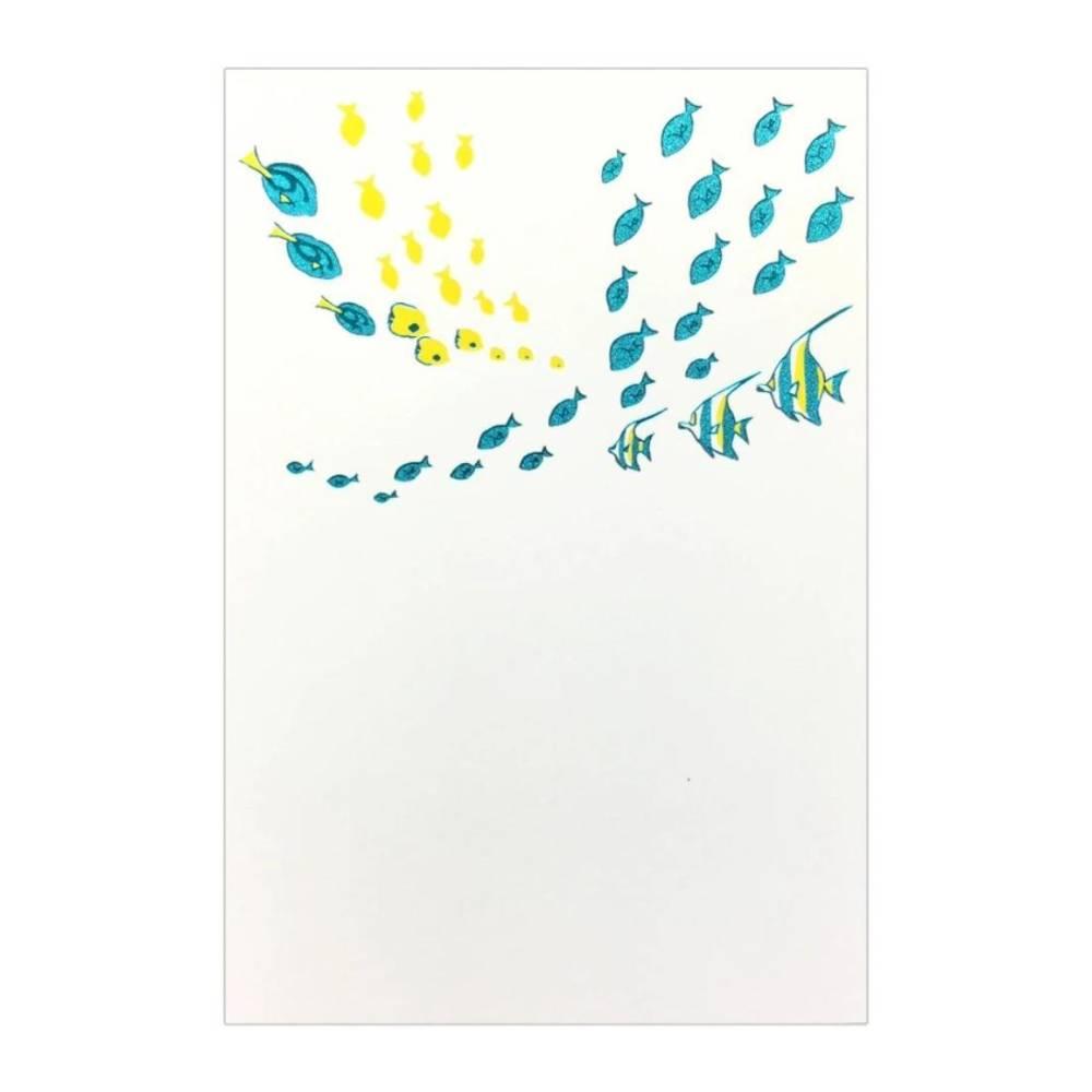 August Seasonal Foil Stamped Postcard Summer Fish Design