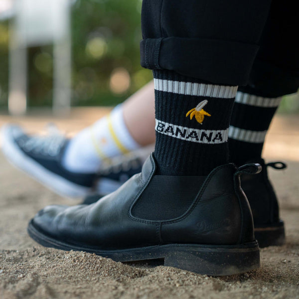 Banana Deodorizing & Sustainable Black Crew Socks 25-28cm