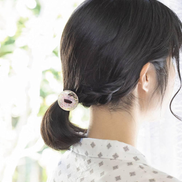 Hair Drop Handmade Glass Bead Hair Tie Sakura Pink Glass