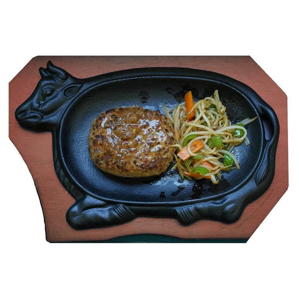 Ikenaga Cast Iron Steak Plate Cow-Shaped Sizzling Plate 21cm