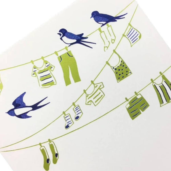 May Seasonal Foil Stamped Postcard Swallow Design