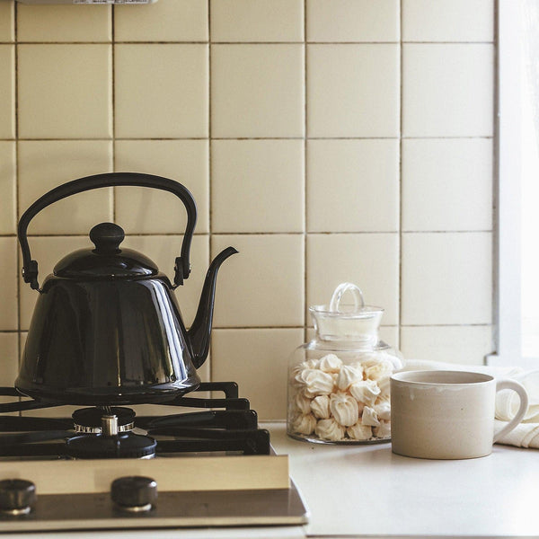 Noda Horo Drip Kettle II Japanese Enamel Gooseneck Kettle White DK-200W