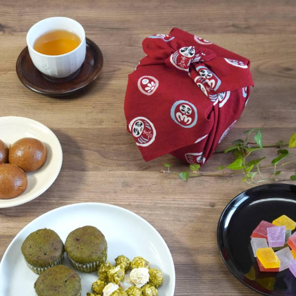 Seiran Furoshiki Daruma Doll Pattern Cotton Wrapping Cloth