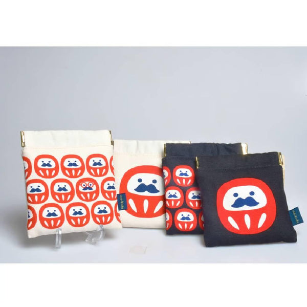 Shirakawa Cute White Cotton Small Pouch Daruma Design