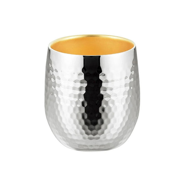 Double-Wall Hammered Cup Stainless Steel Gold-Plated Interior Tumbler 250ml