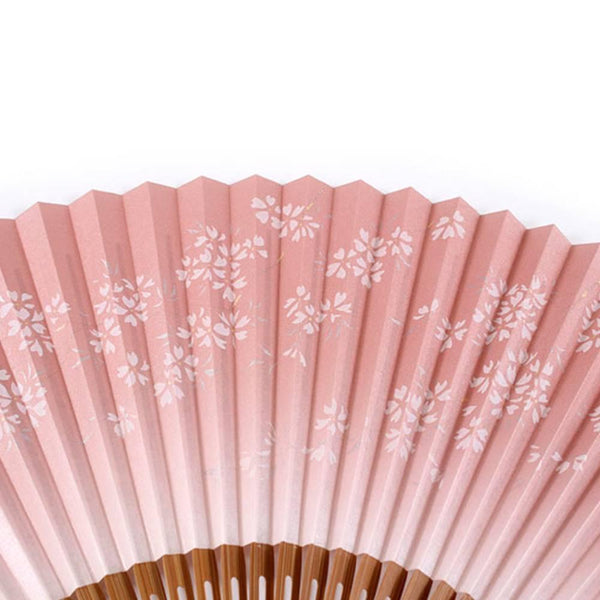 Yamani Cherry Blossom Design Pink Sensu Handheld Folding Fan 21.5cm